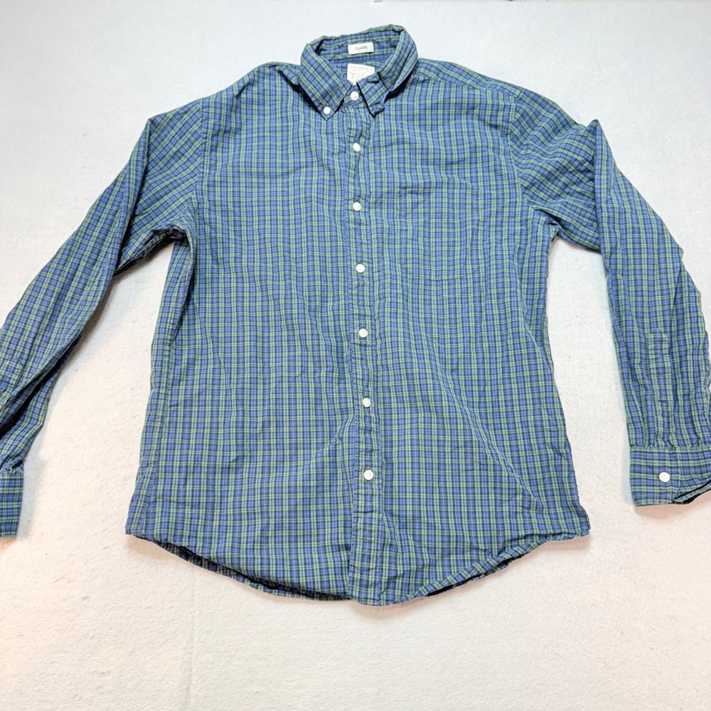 J.Crew Classic Stretch Secret Wash Organic‎ Cotton Plaid Shirt M